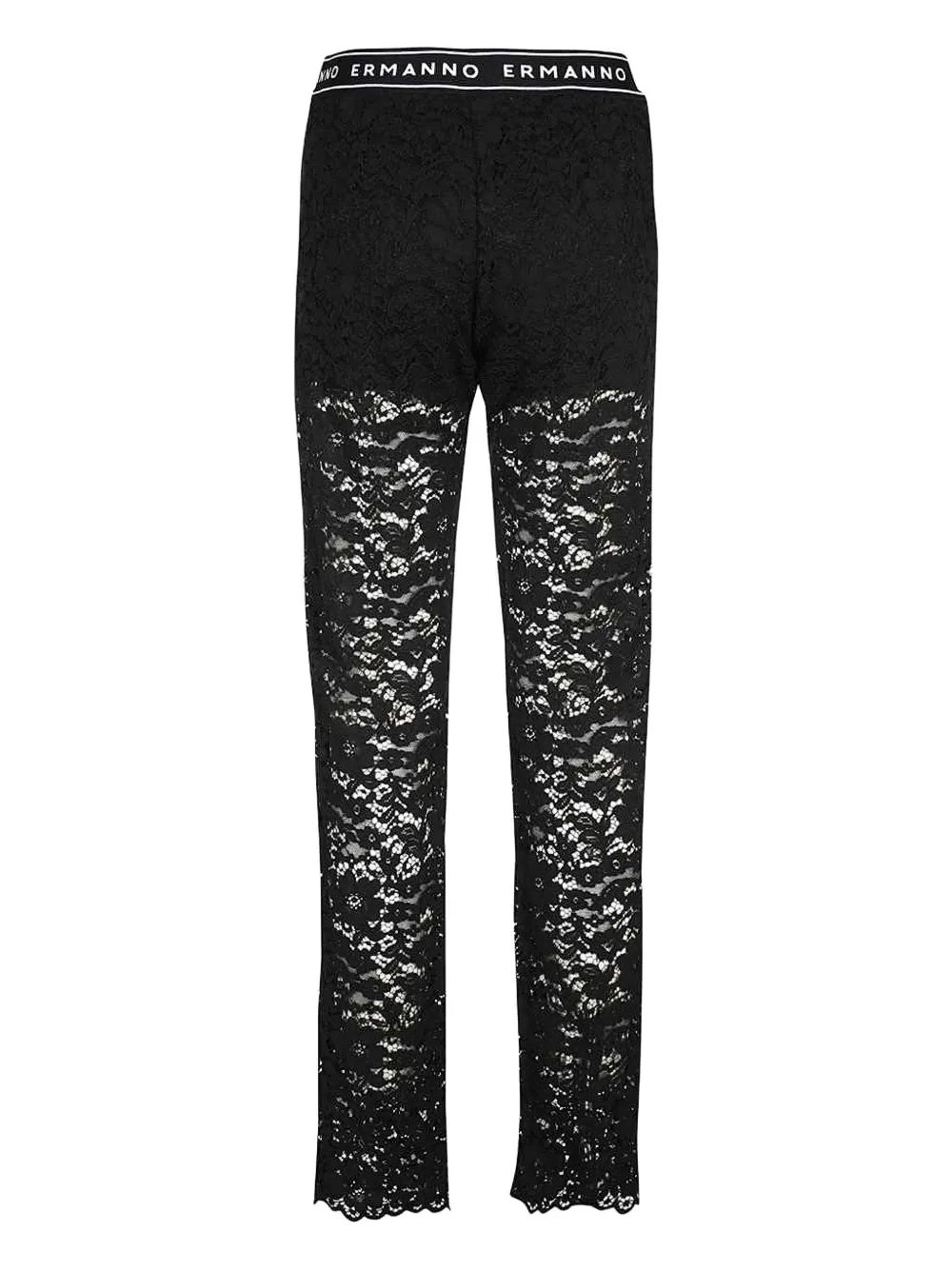 Ermanno Scervino elasticated-waistband lace trousers - Zwart