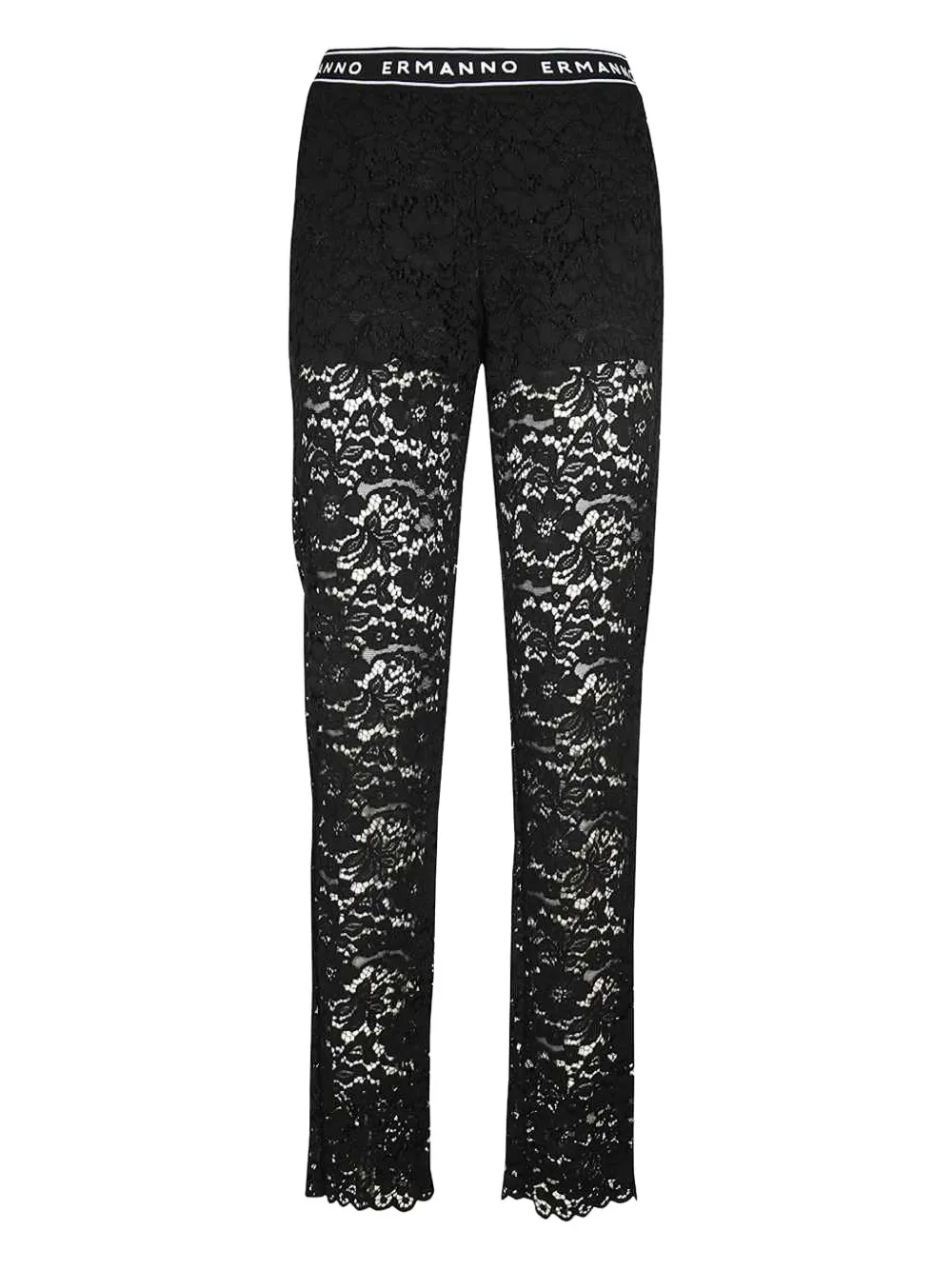 Ermanno Scervino Elasticated-waistband Lace Trousers In Black