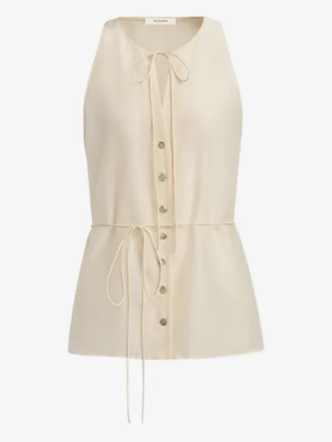 12 STOREEZ blusa con botones y moño en el cuello