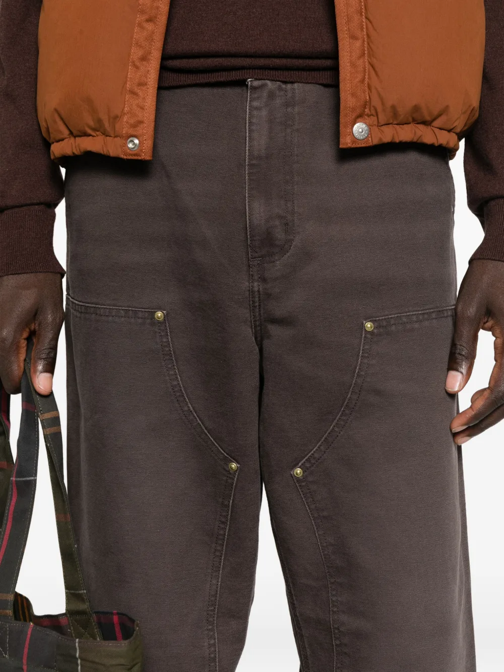 Carhartt WIP Katoenen jeans met kniezak Bruin