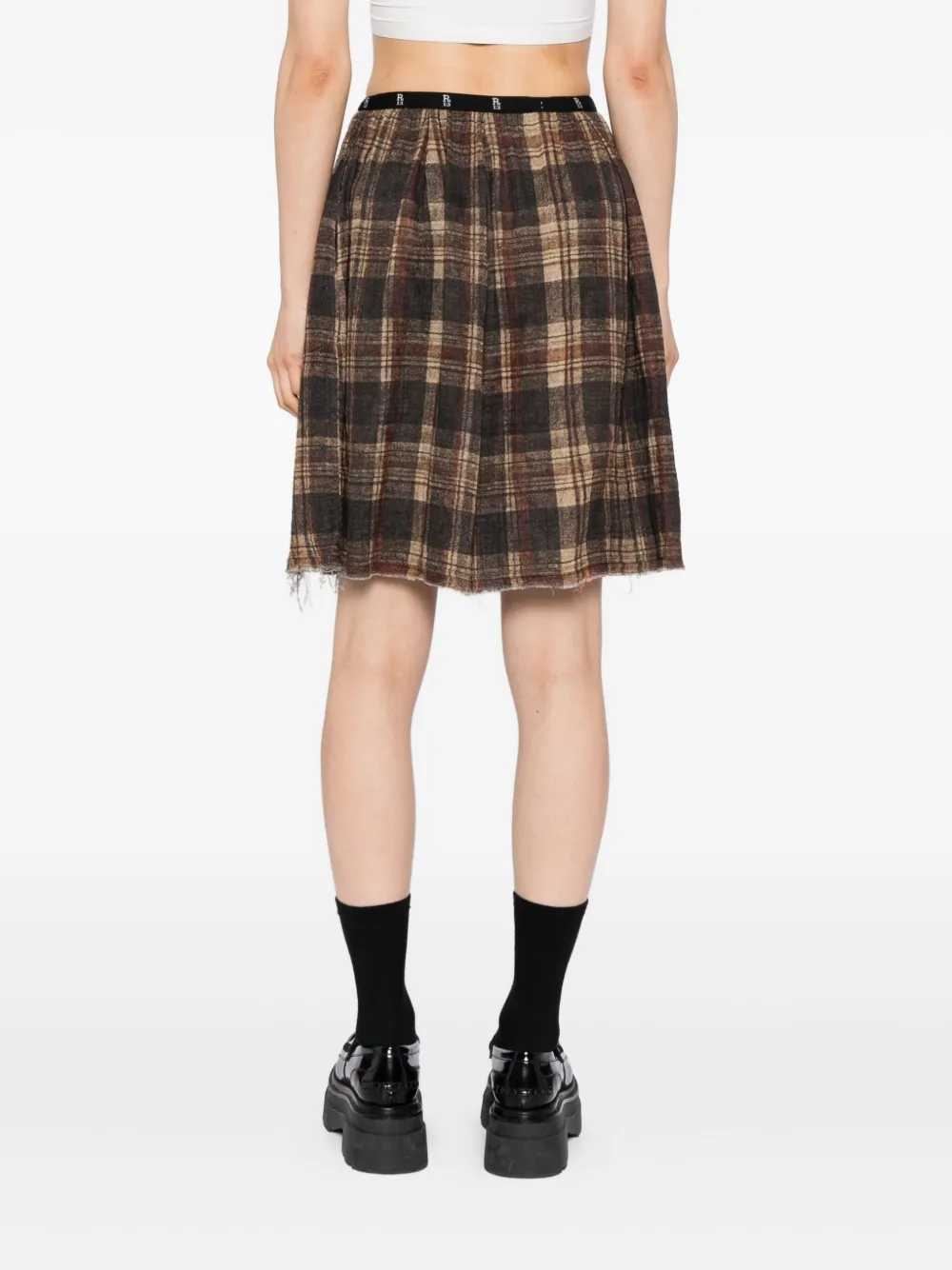 R13 Brown Knee-length Kilt Reversible Midi Skirt In Brown