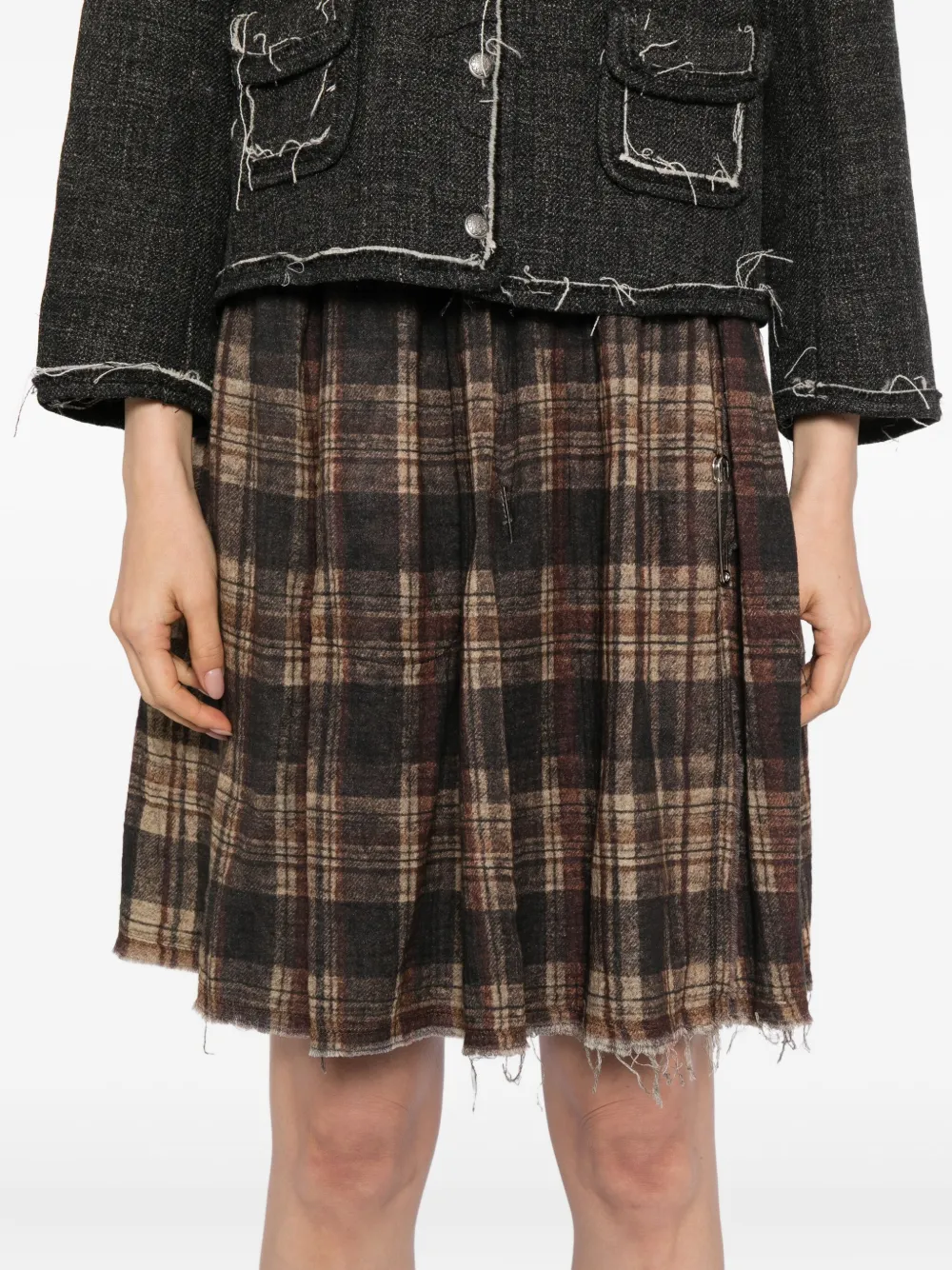 R13 Brown Knee-length Kilt Reversible Midi Skirt In Brown