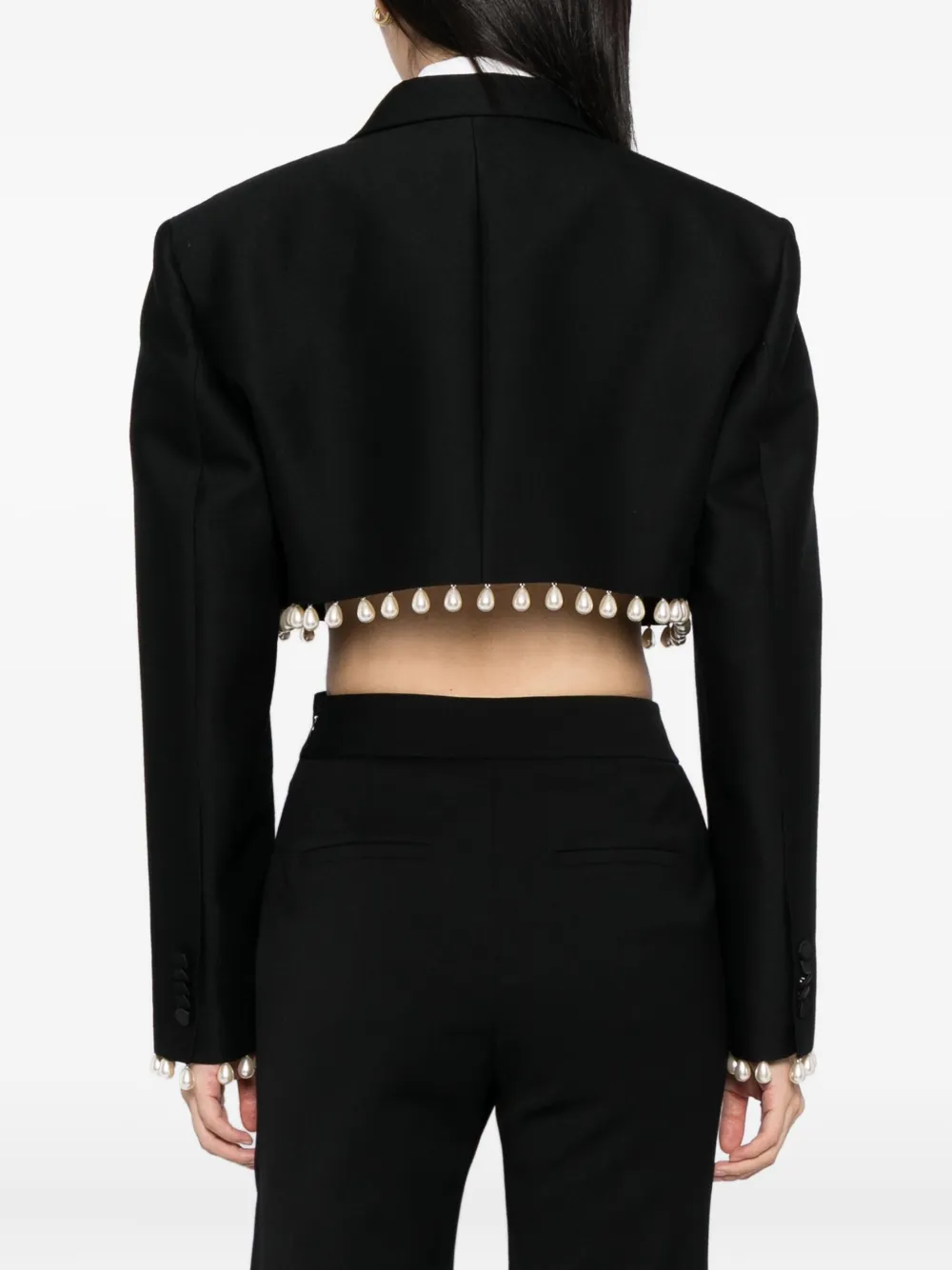 Kimhēkim Pearl-embellished Cropped Jacket In Black