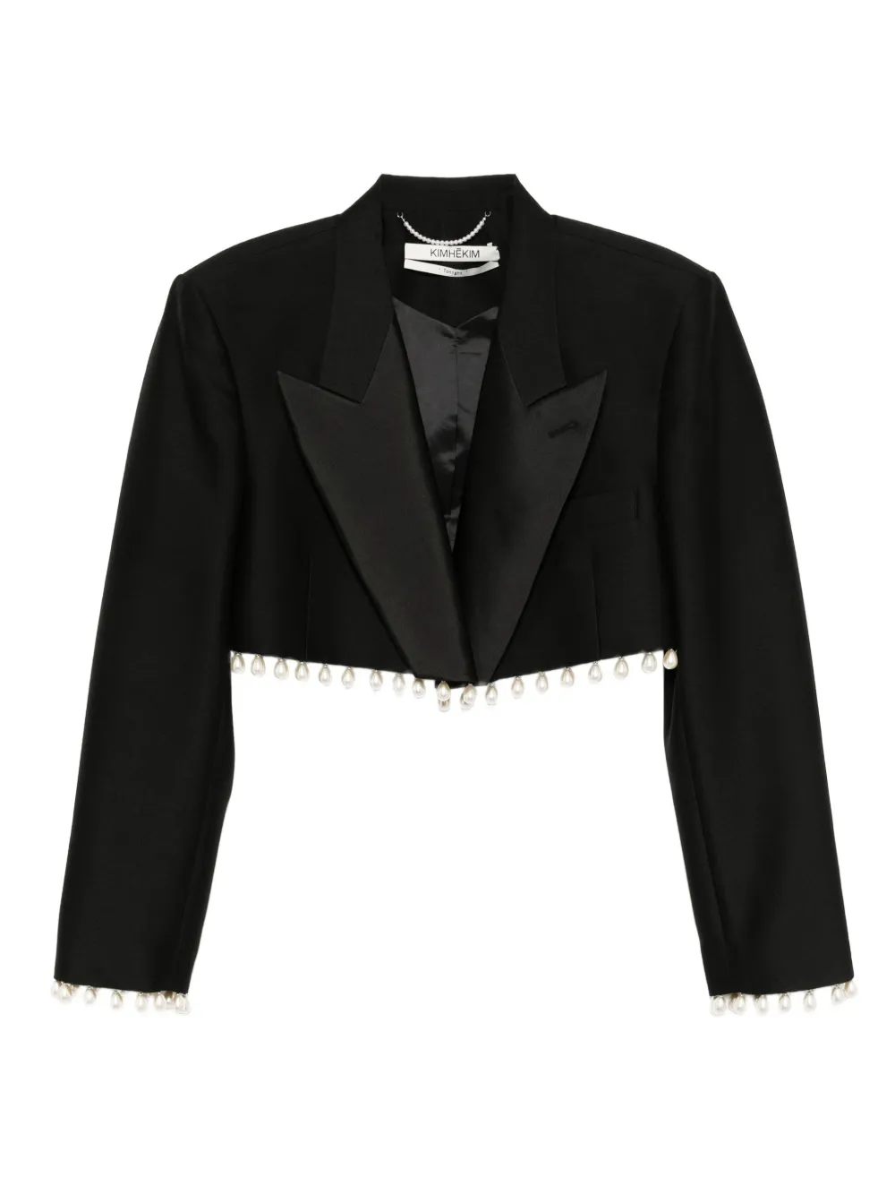Kimhēkim Pearl-embellished Cropped Jacket In Black