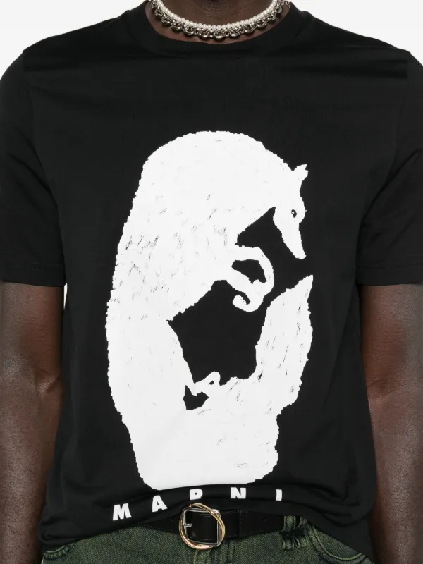 Marni fox-print T-shirt | Black | FARFETCH CA