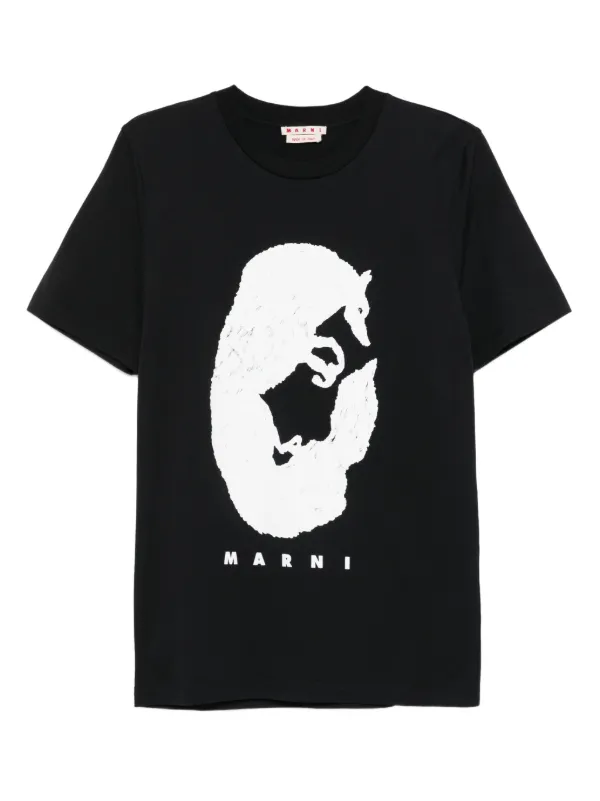 【新品未使用】MARNI ブラック Tシャツ ロゴプリント サイズ4 Marni プリント Tシャツ | ブラック | FARFETCH JP