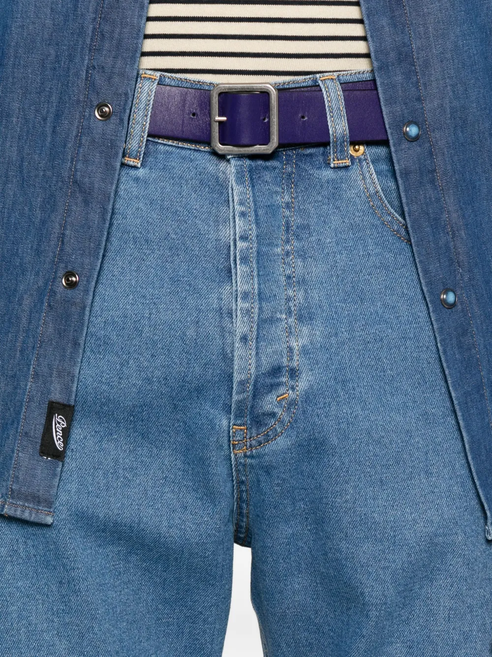 Pence Buttoned Straight-leg Jeans In Blue