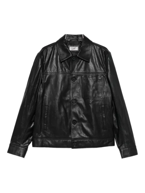 Pence button-fastening leather jacket
