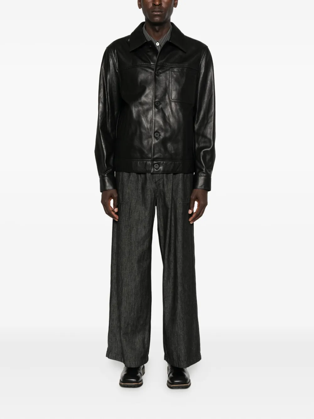 Pence button-fastening leather jacket | Leather Jackets | Image 2