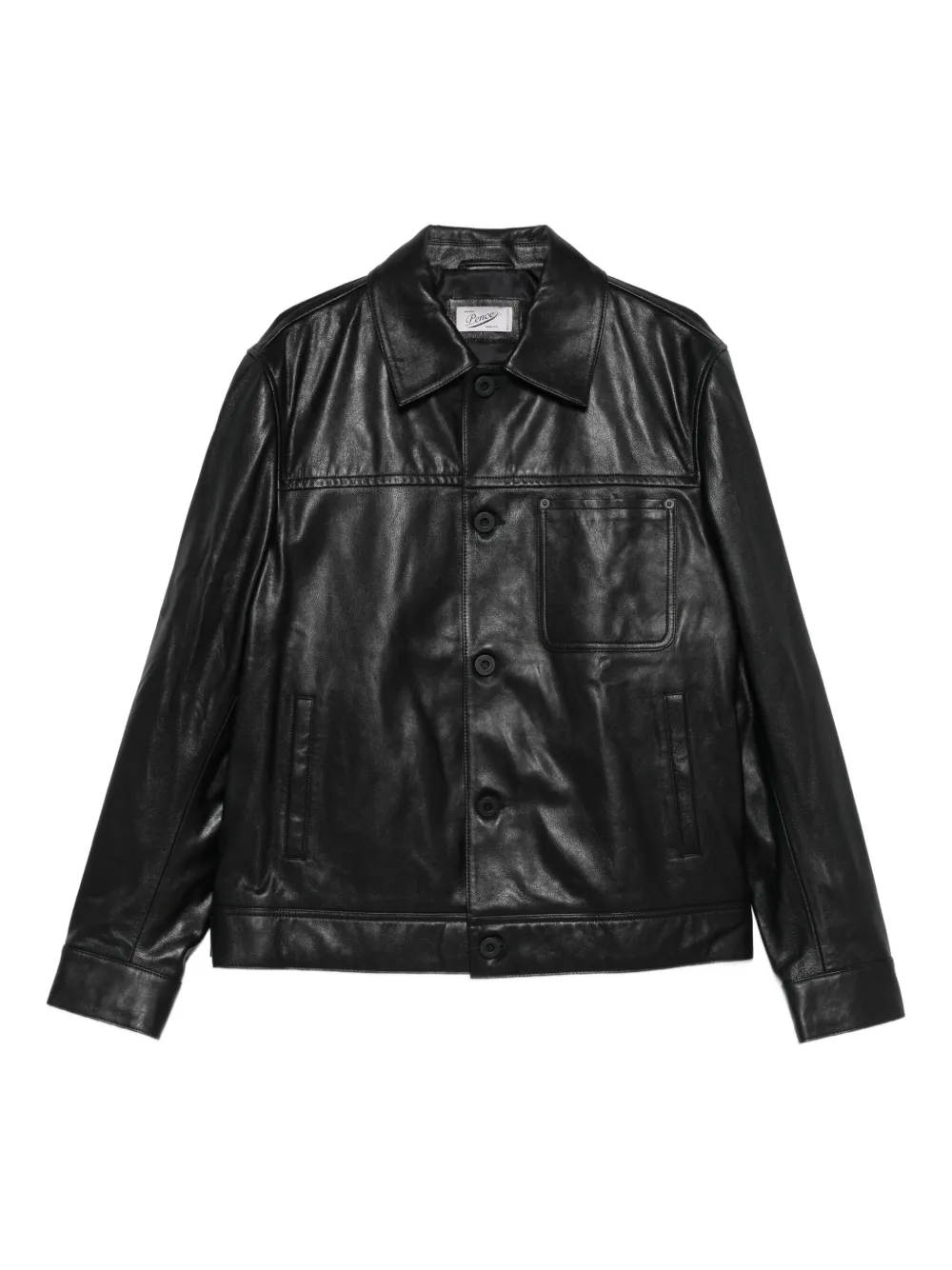 Pence button-fastening leather jacket - ブラック Pence button-fastening leather jacket - ブラック