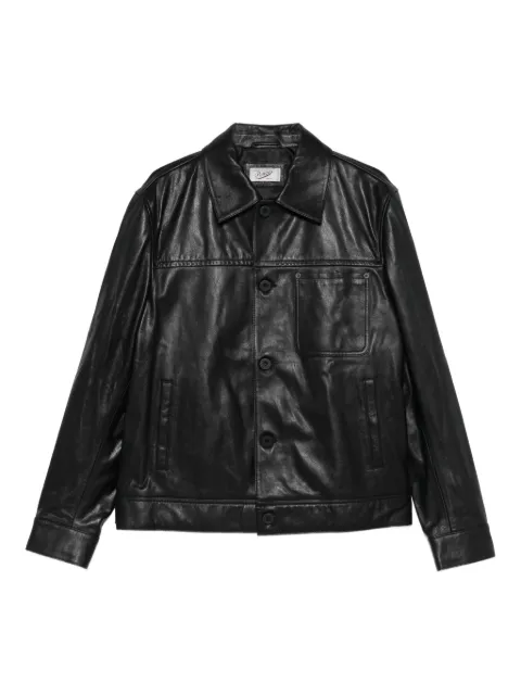 Pence button-fastening leather jacket