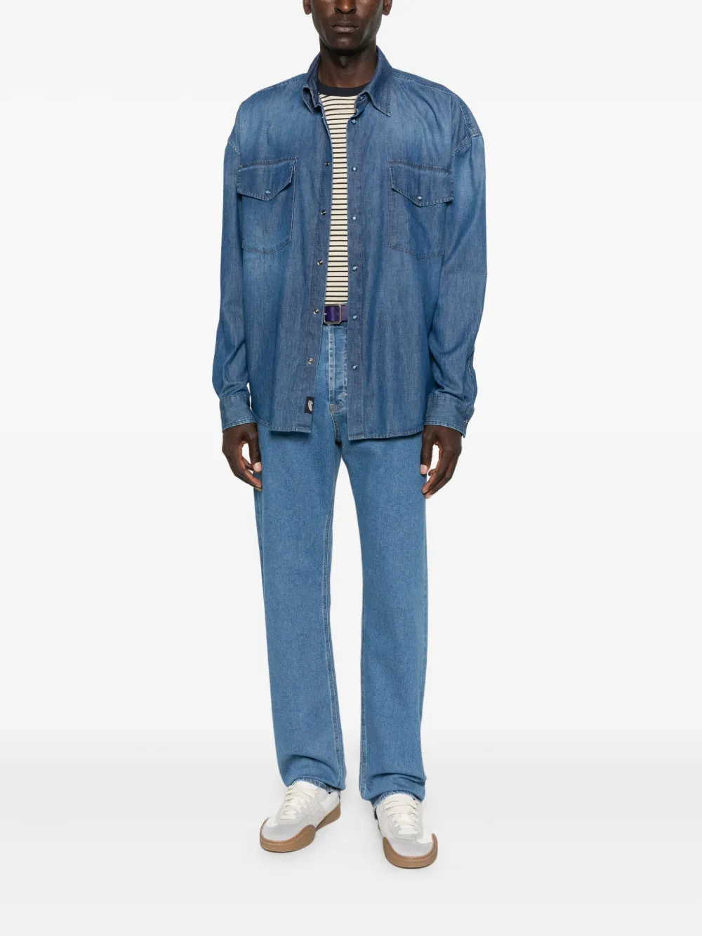 Pence double-pocket denim shirt - Blauw