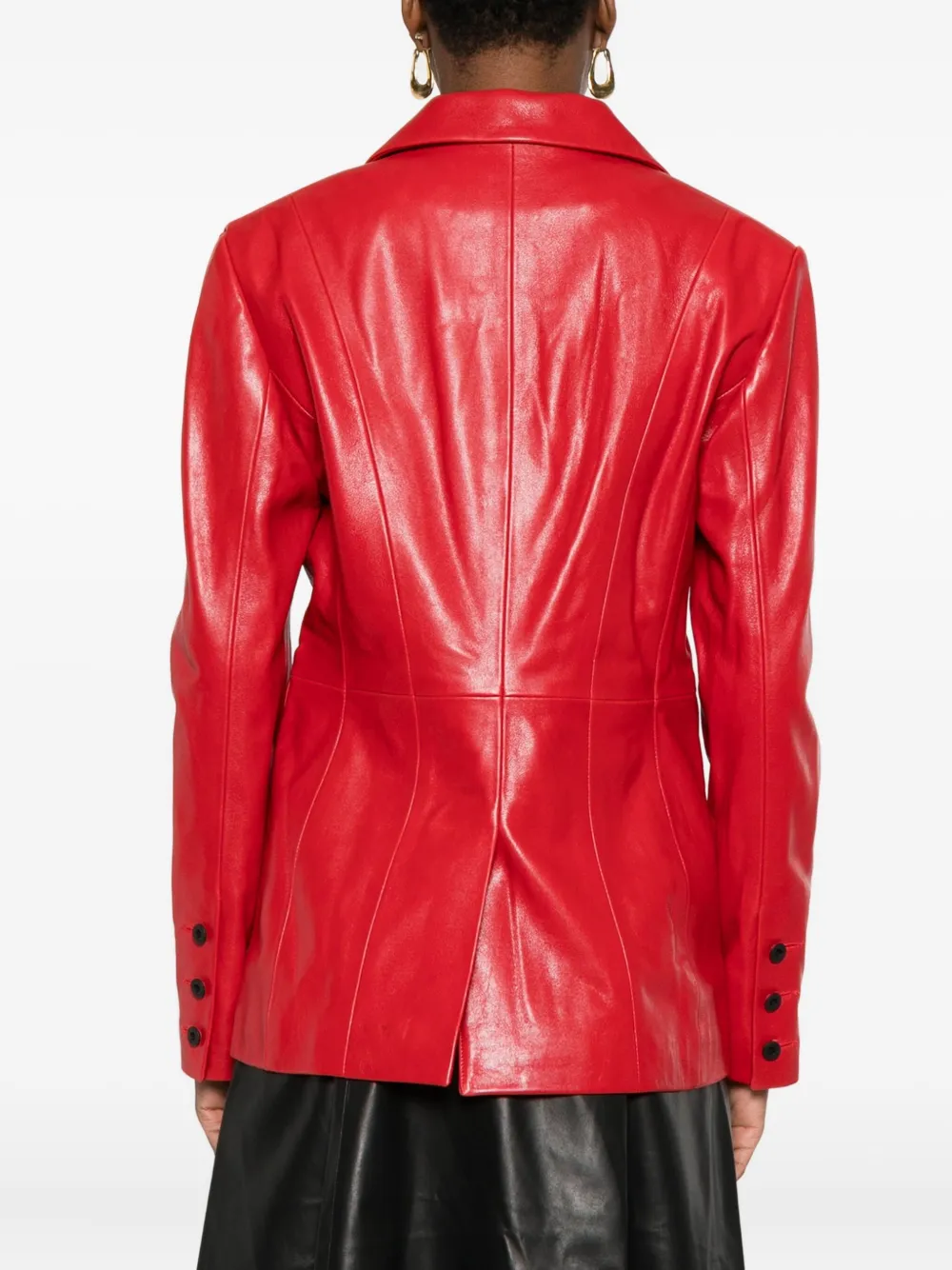 Pence Single-breasted Leather Jacket In Red