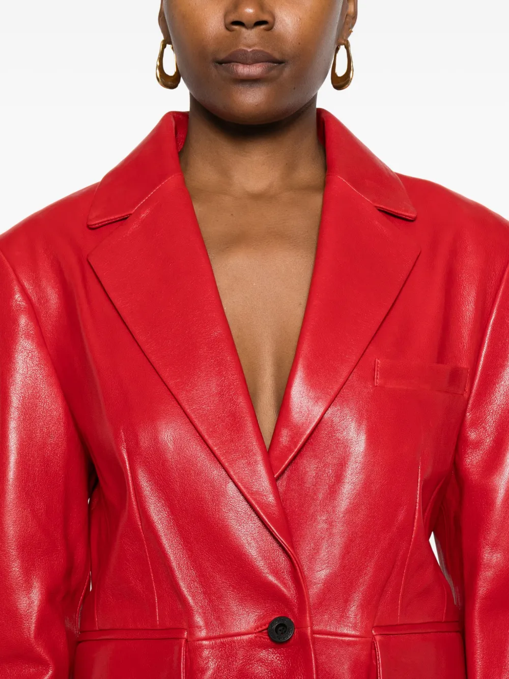 Pence Single-breasted Leather Jacket In Red
