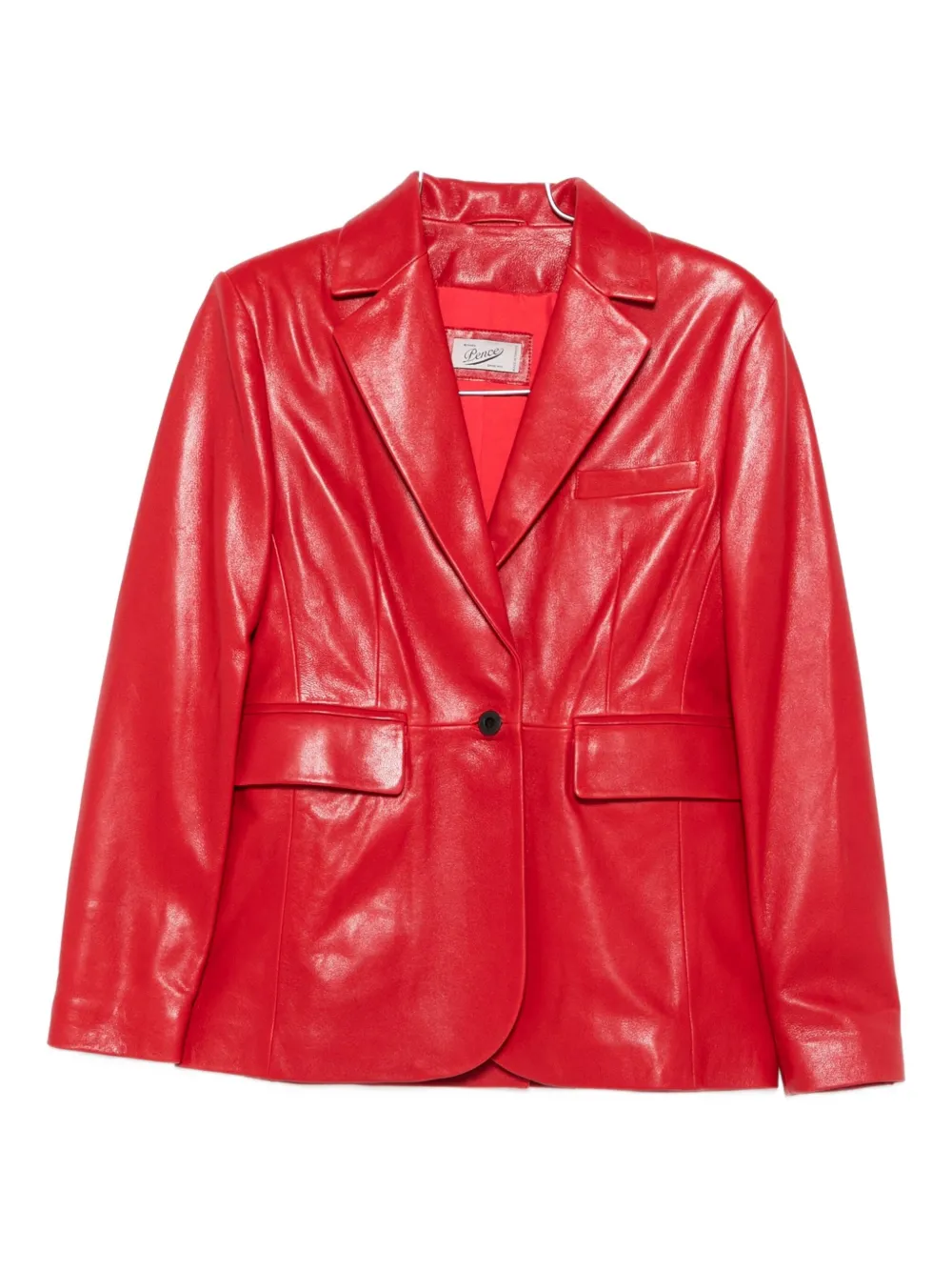 Pence Single-breasted Leather Jacket In Red