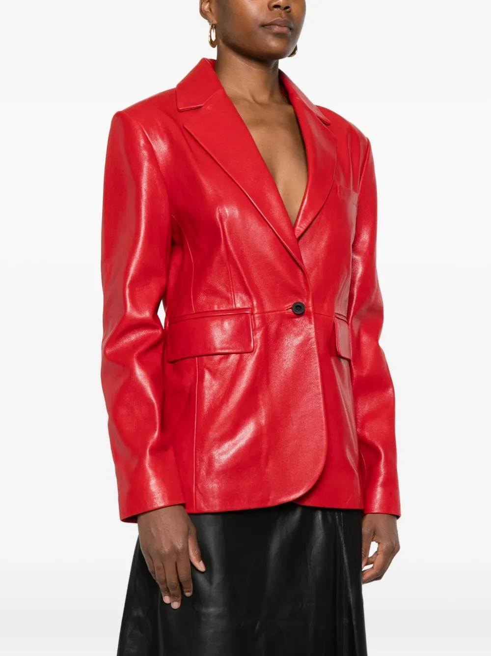Pence Single-breasted Leather Jacket In Red