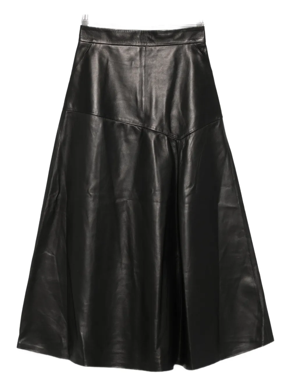 Pence leather a-line midi skirt - Nero