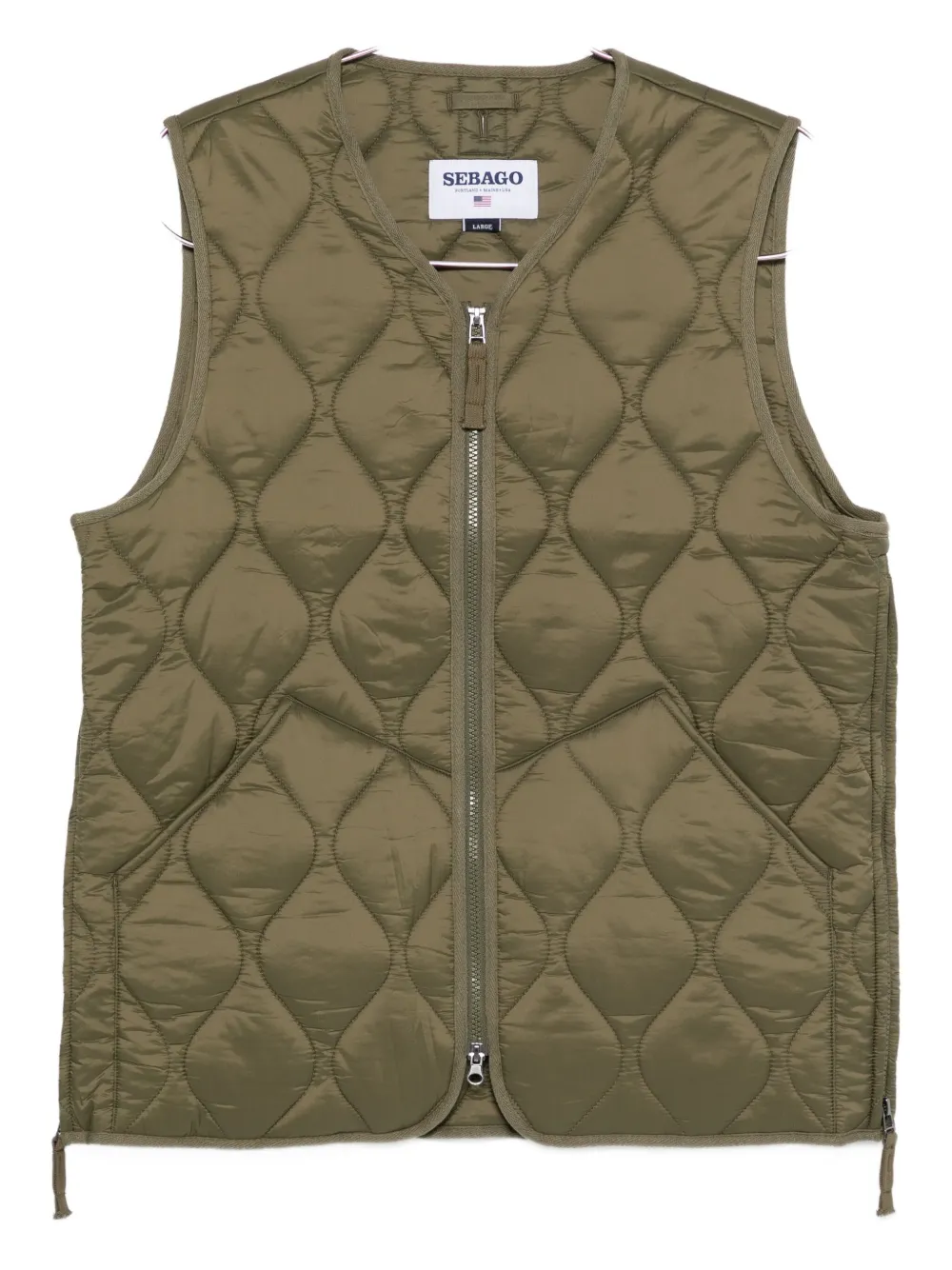 Sebago quilted zip-front vest | Green | Image 1