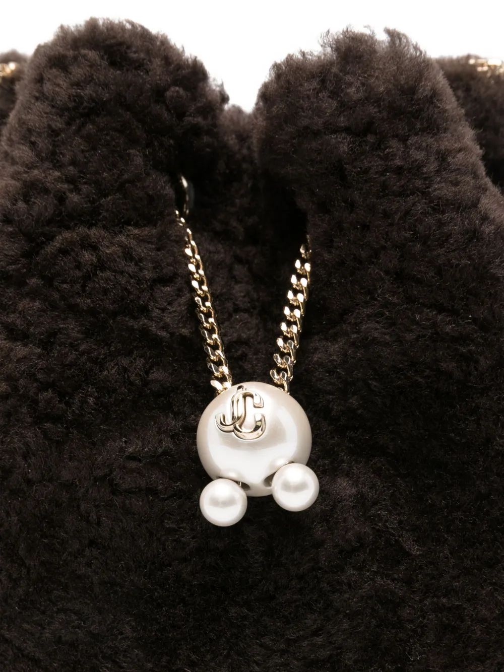 Jimmy Choo Bon Bon Pearl-embellished Mini Bag In Brown