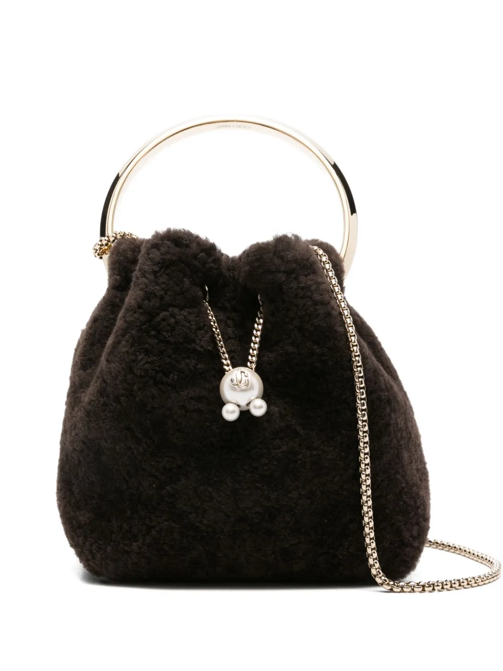 Jimmy Choo Bon Bon pearl-embellished mini bag | Brown | Image 1