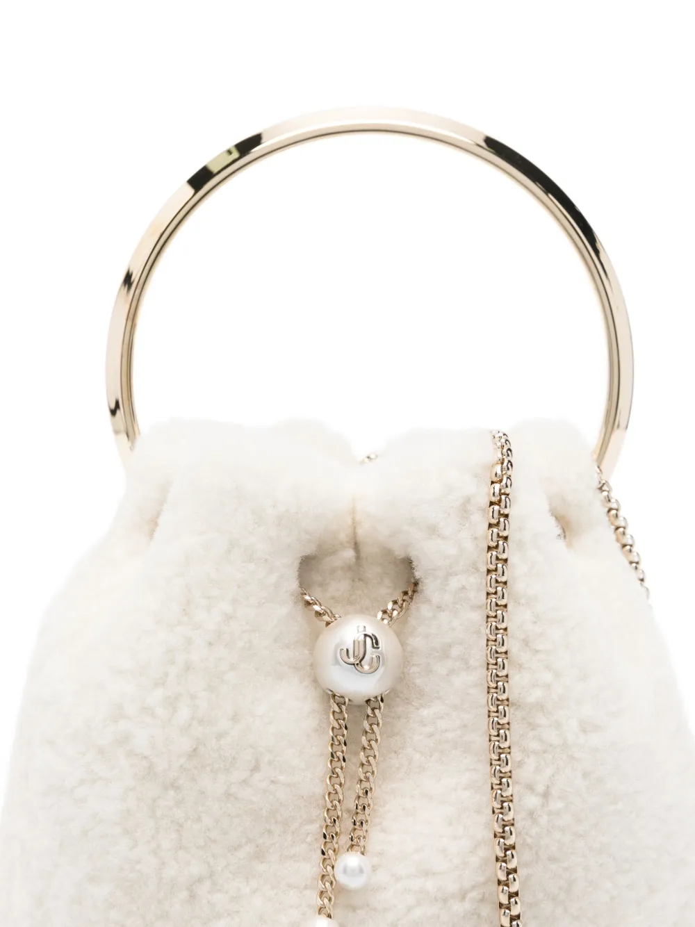 Jimmy Choo Bon mini-tas verfraaid met parel en handvat met ring Wit