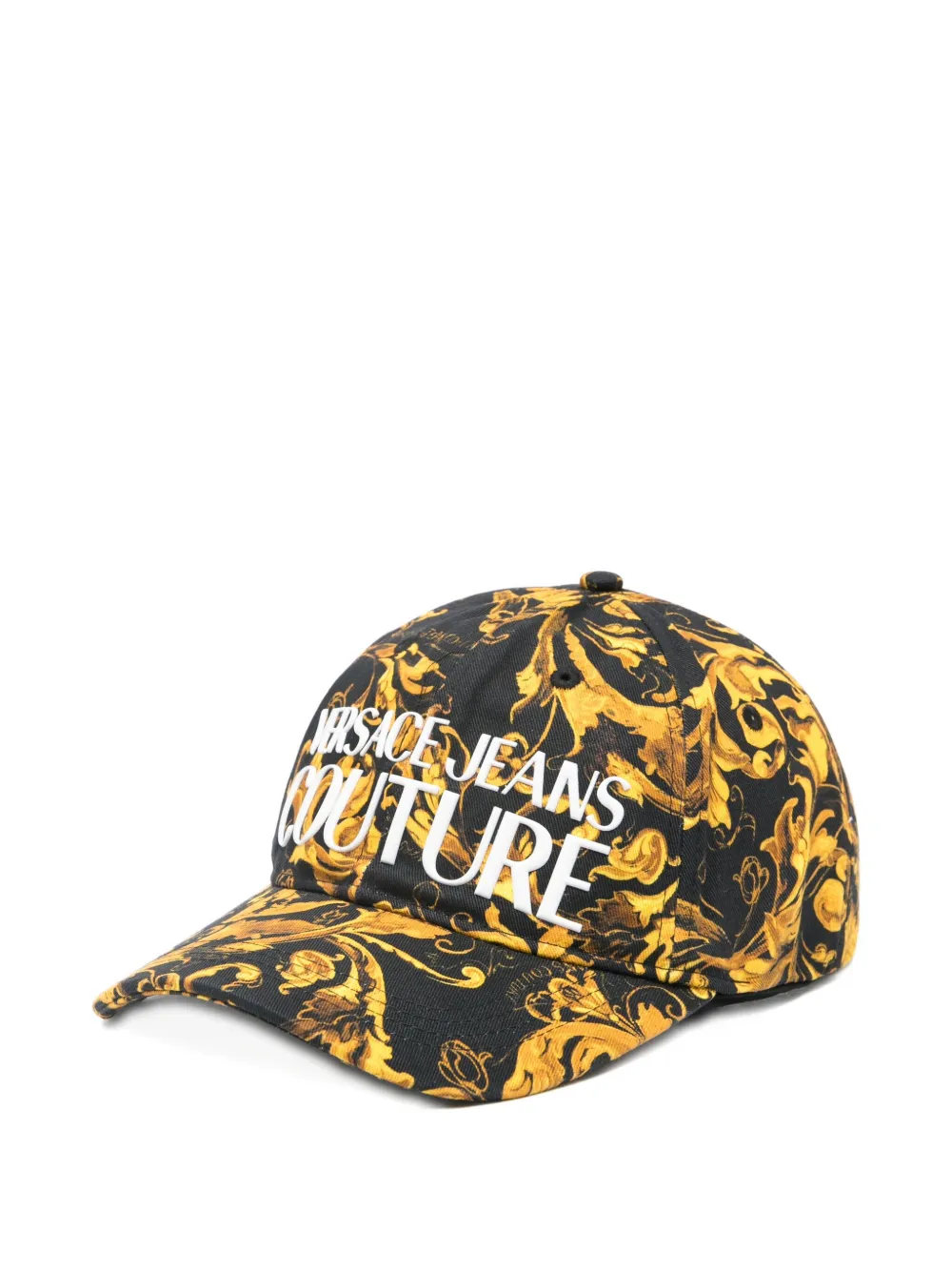 Versace Jeans Couture Baroque Print Cotton Baseball Cap In Gold