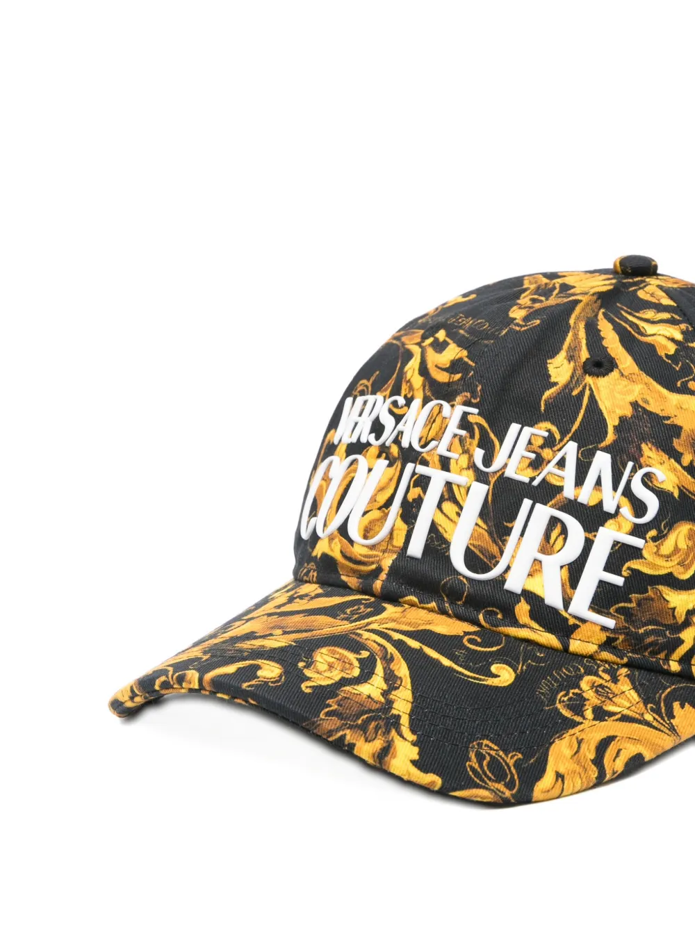 Versace Jeans Couture Baroque Print Cotton Baseball Cap In Gold