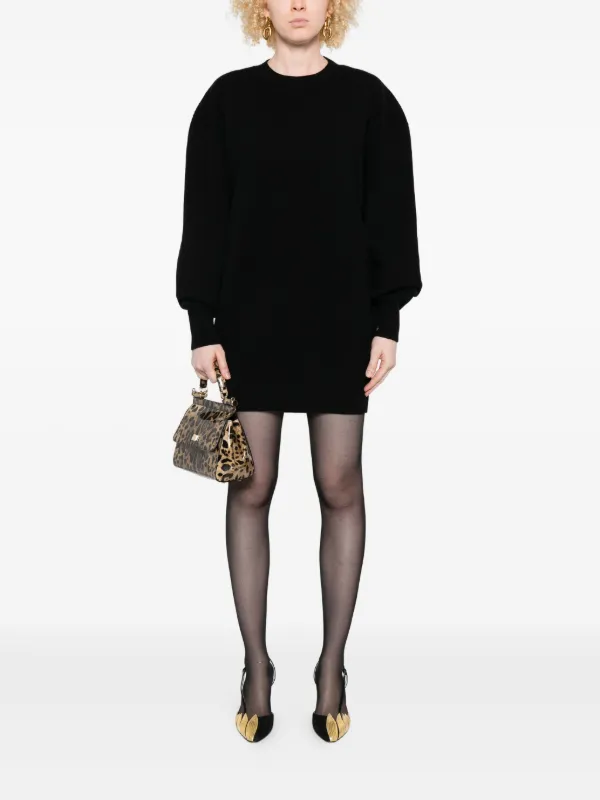 black cashmere mini dress Lace Triangle Flared Mini Dress in Black – MONSE main image 1