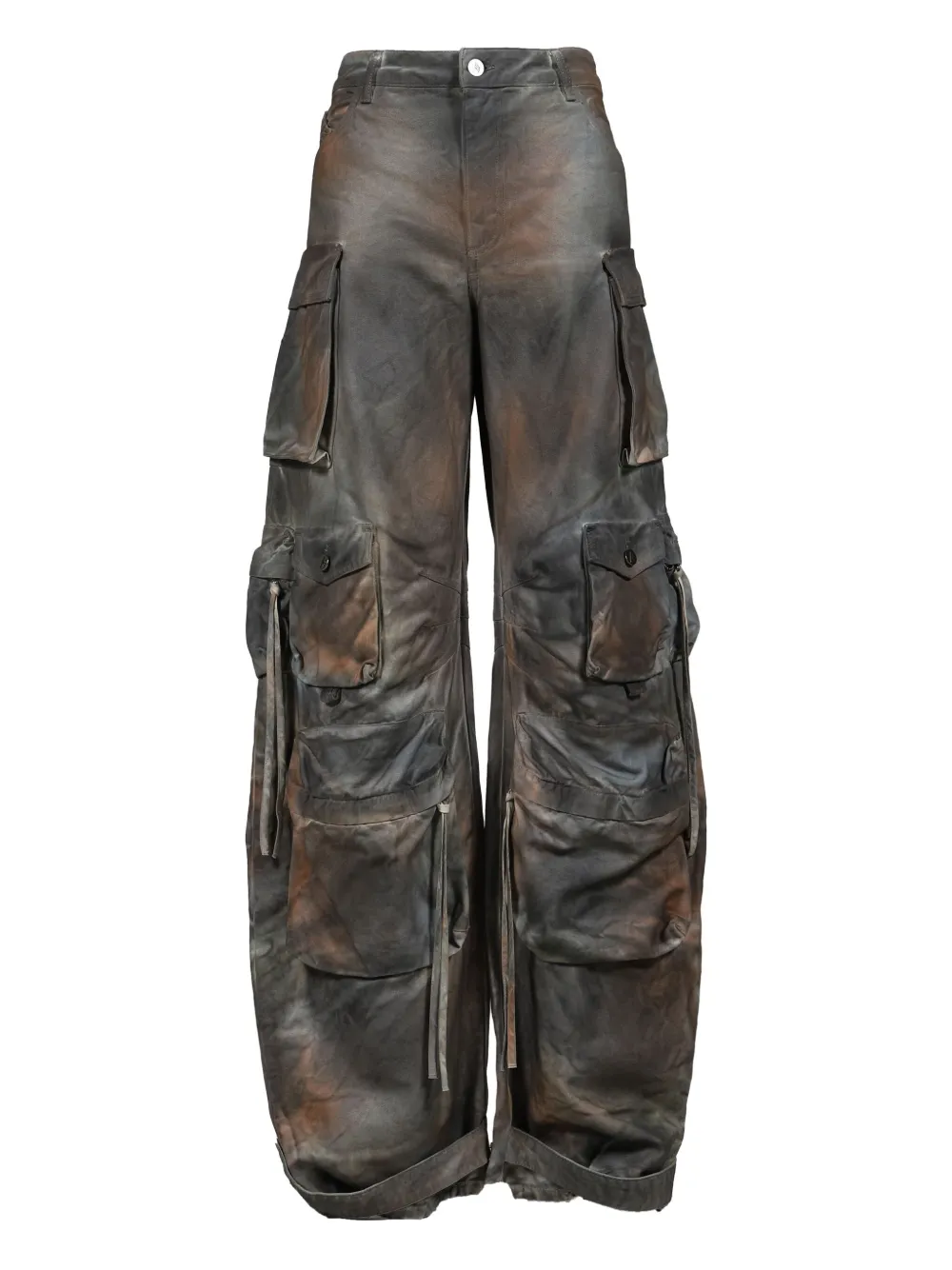 Attico Fern Multi-pocket Palazzo Pants In Gray