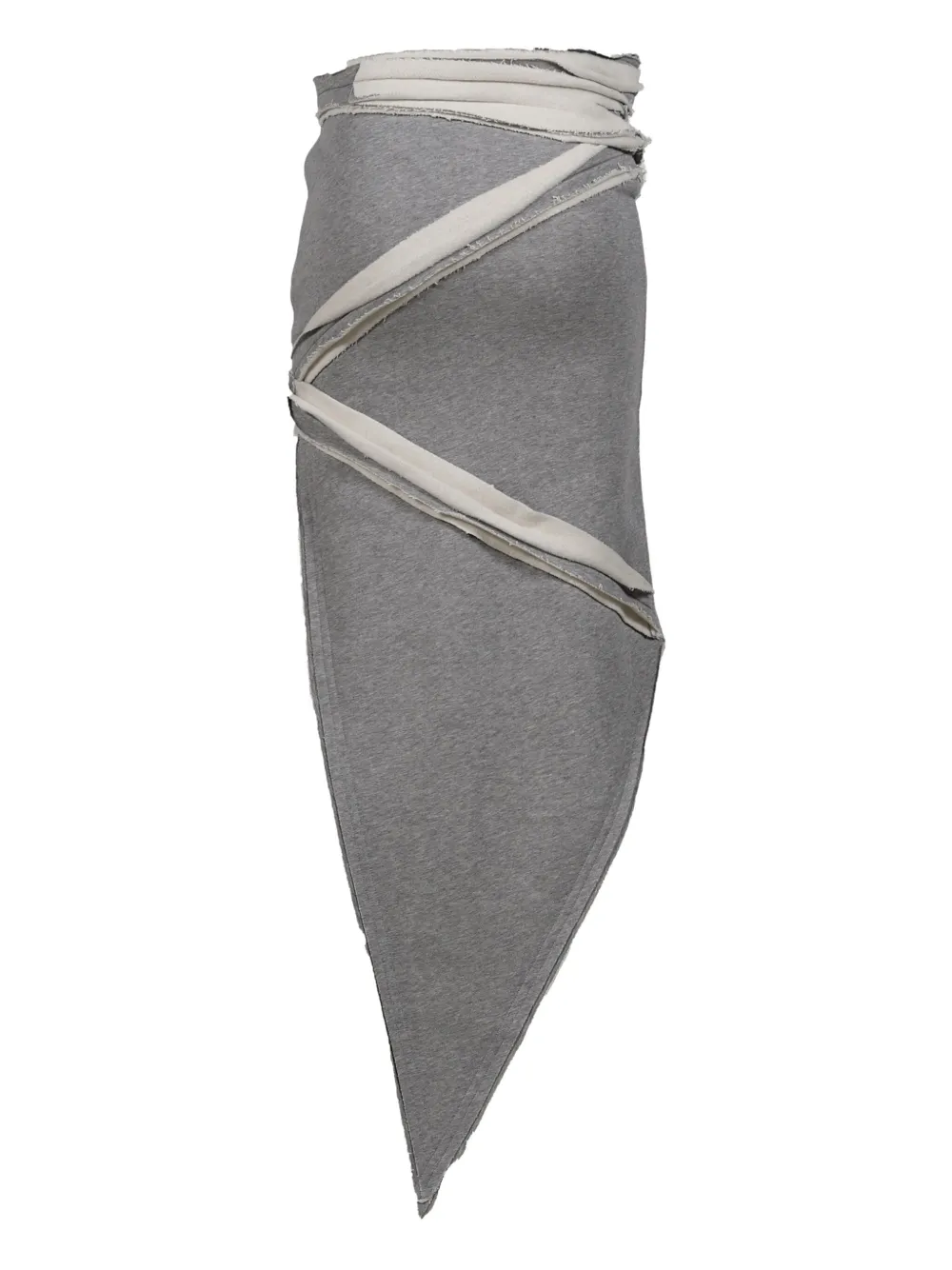 Attico Asymmetrical Frayed-edge Midi Skirt In Gray