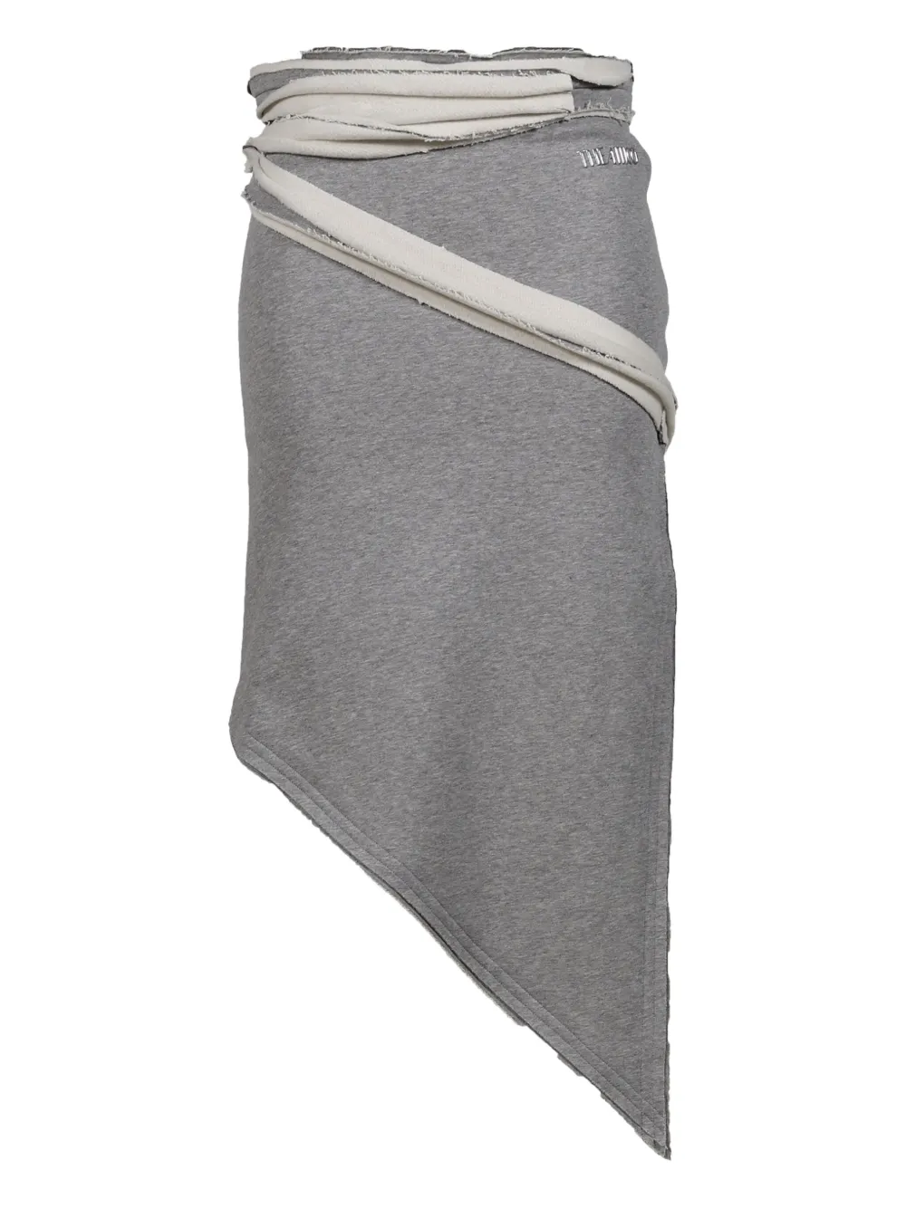 Attico Asymmetrical Frayed-edge Midi Skirt In Gray