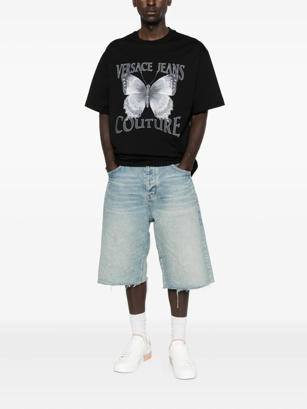 Versace Jeans Couture butterfly-print T-shirt - Zwart