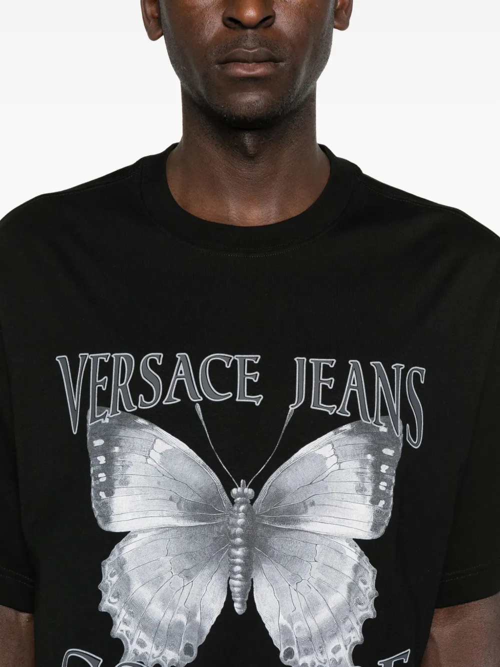 Versace Jeans Couture T-shirt met vlinderprint Zwart
