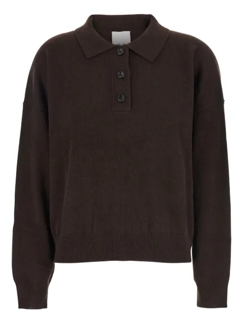 Allude point-collar buttoned polo top 