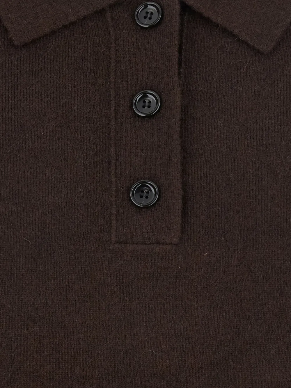 Allude Polotop met puntkraag en knopen Bruin