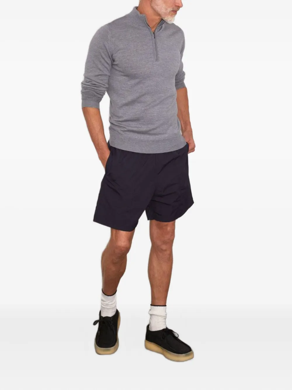 John Smedley half-zip merino wool sweater - Grijs