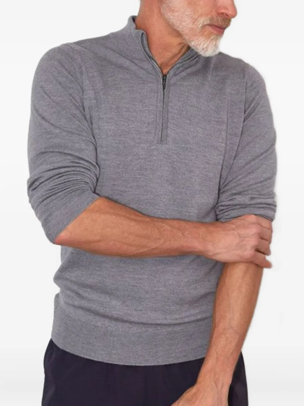 John Smedley Sweater van merinowol met halve rits Grijs