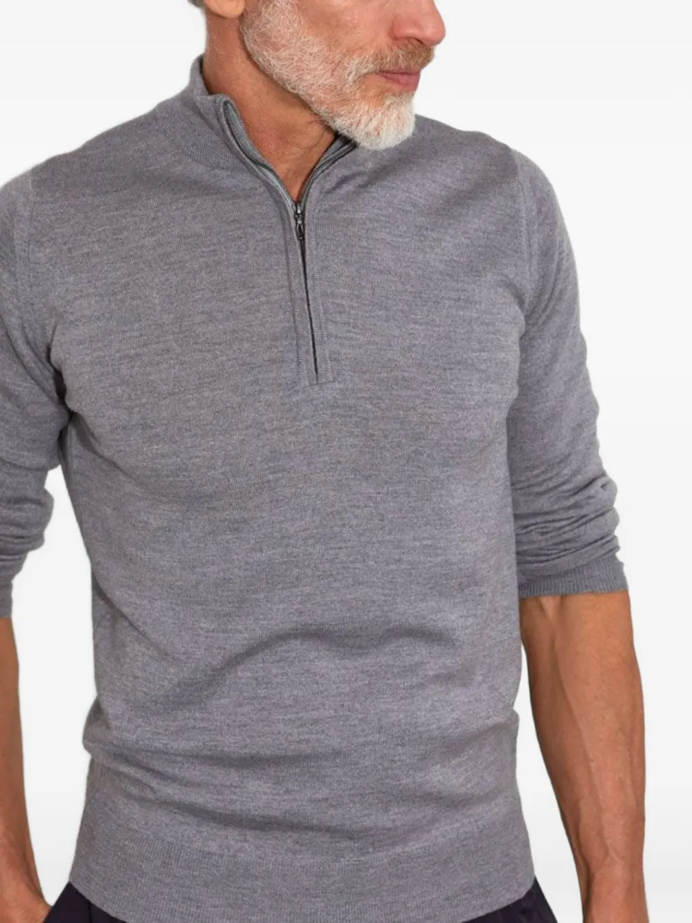 John Smedley Sweater van merinowol met halve rits Grijs