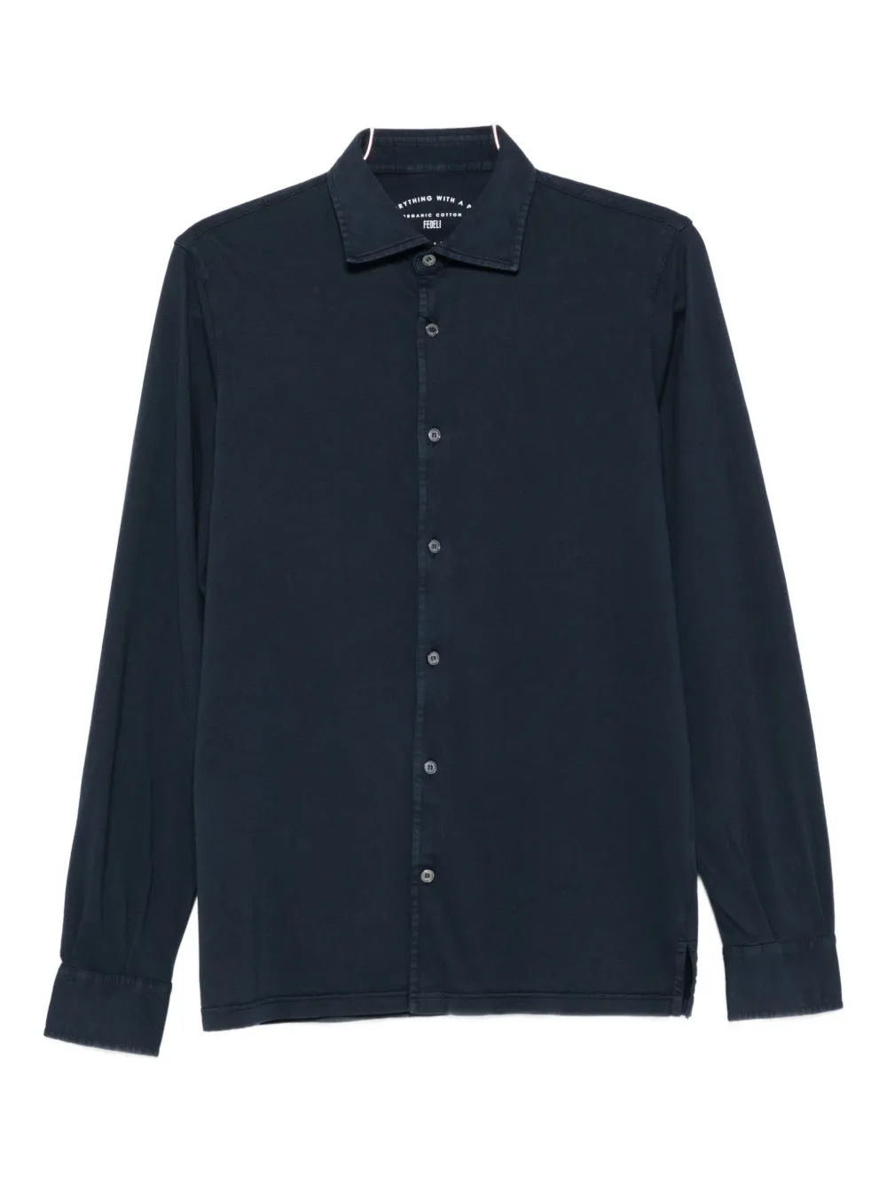 Fedeli Long-sleeve Cotton Shirt In Blue
