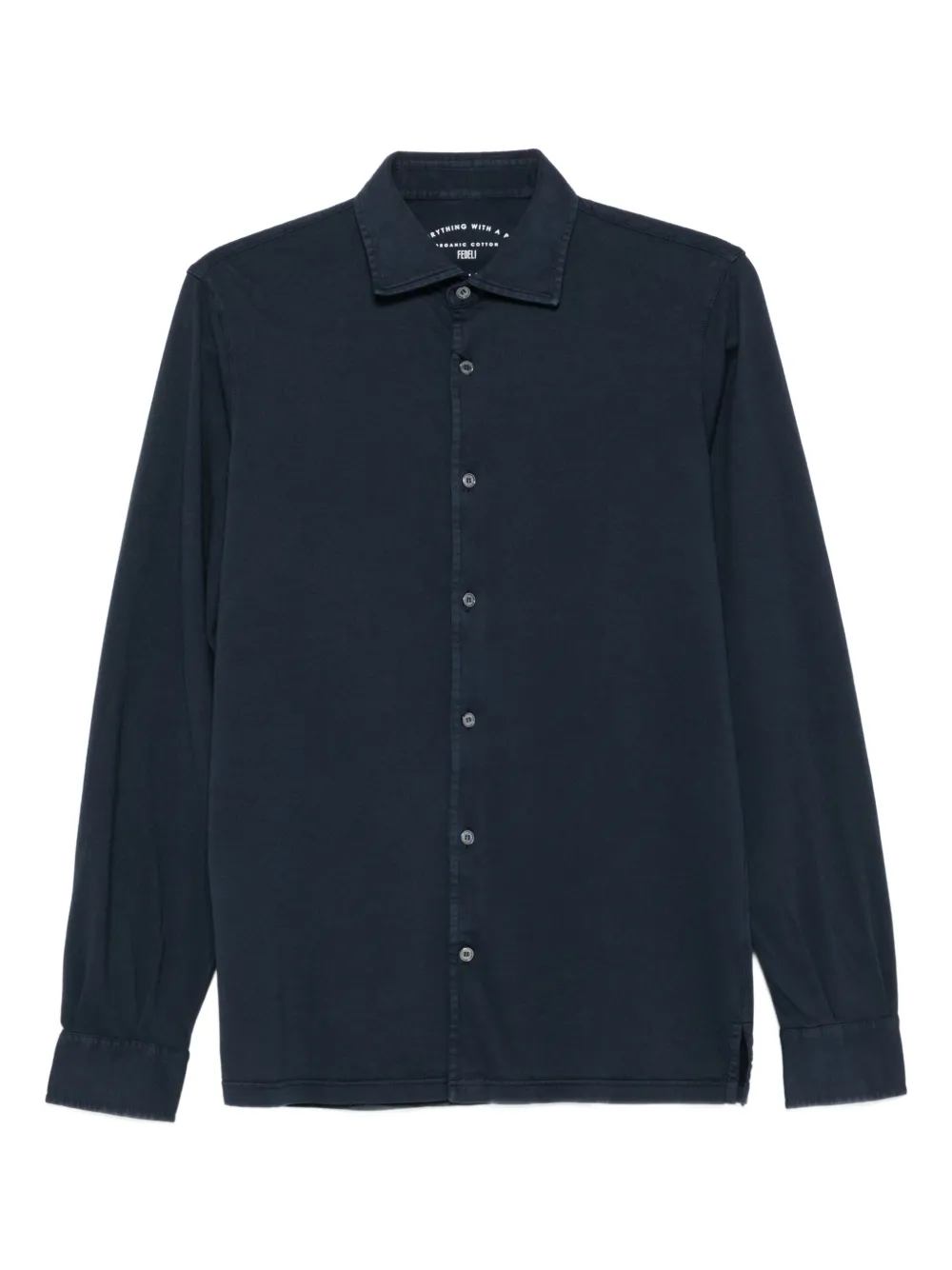 Fedeli long-sleeve cotton shirt | Blue | Image 1