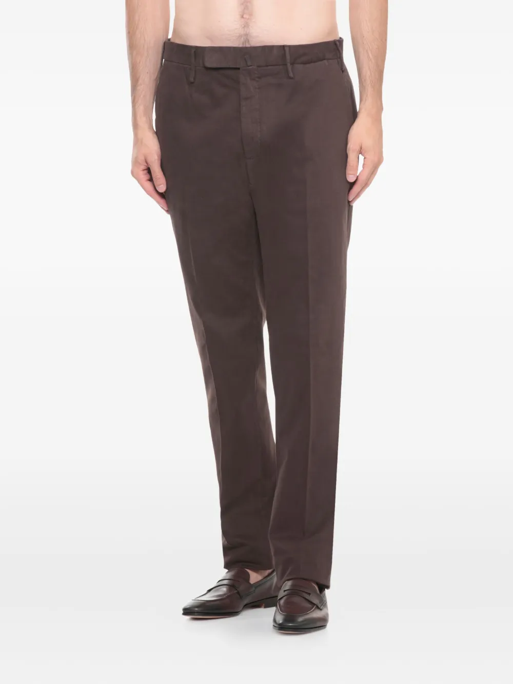 Incotex Straight-leg Brown Cotton Pants With Classic Detailing In Brown