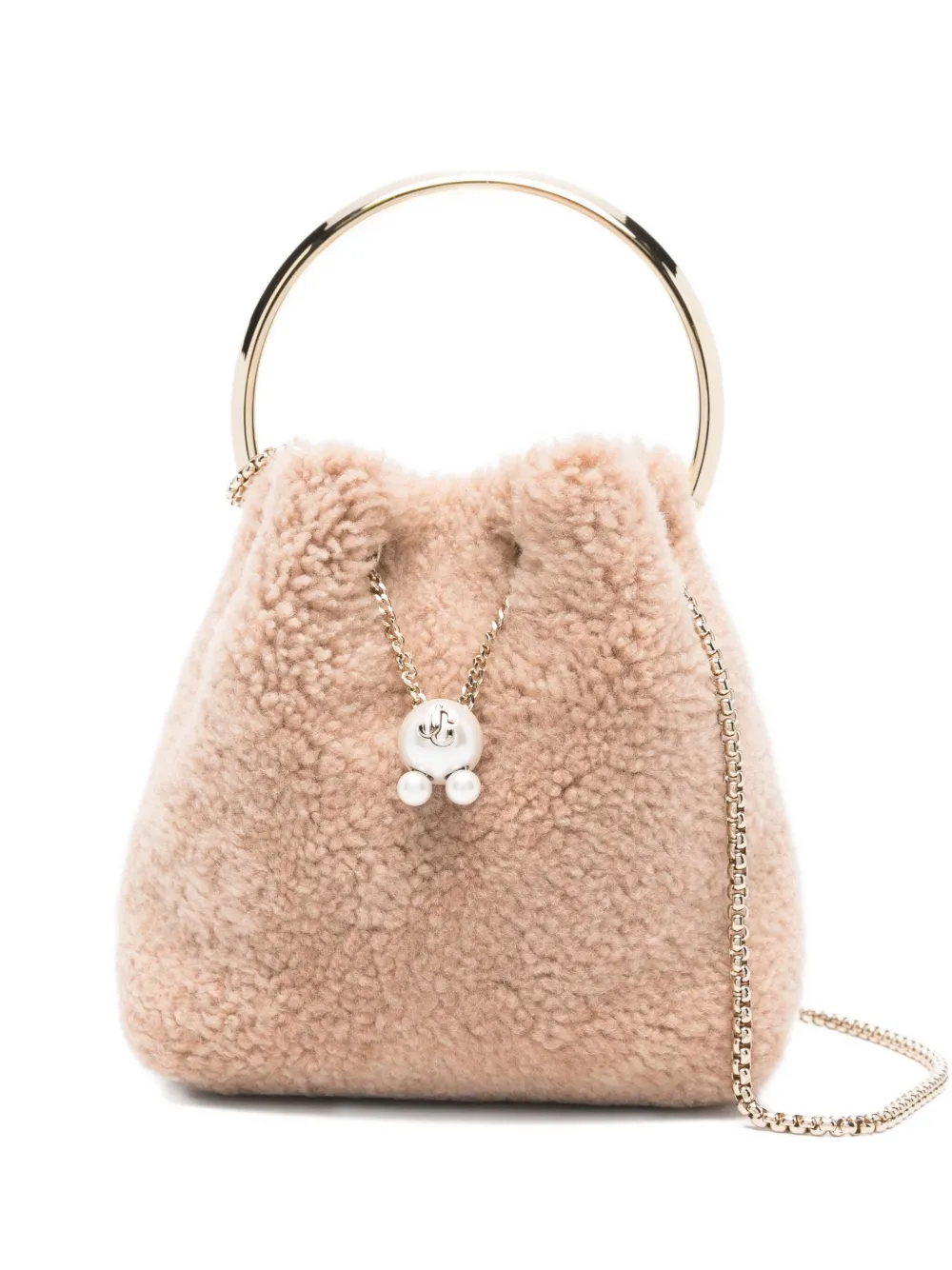 Jimmy Choo Bon Bon pearl-embellished ring-handle bag | Neutrals | Image 1