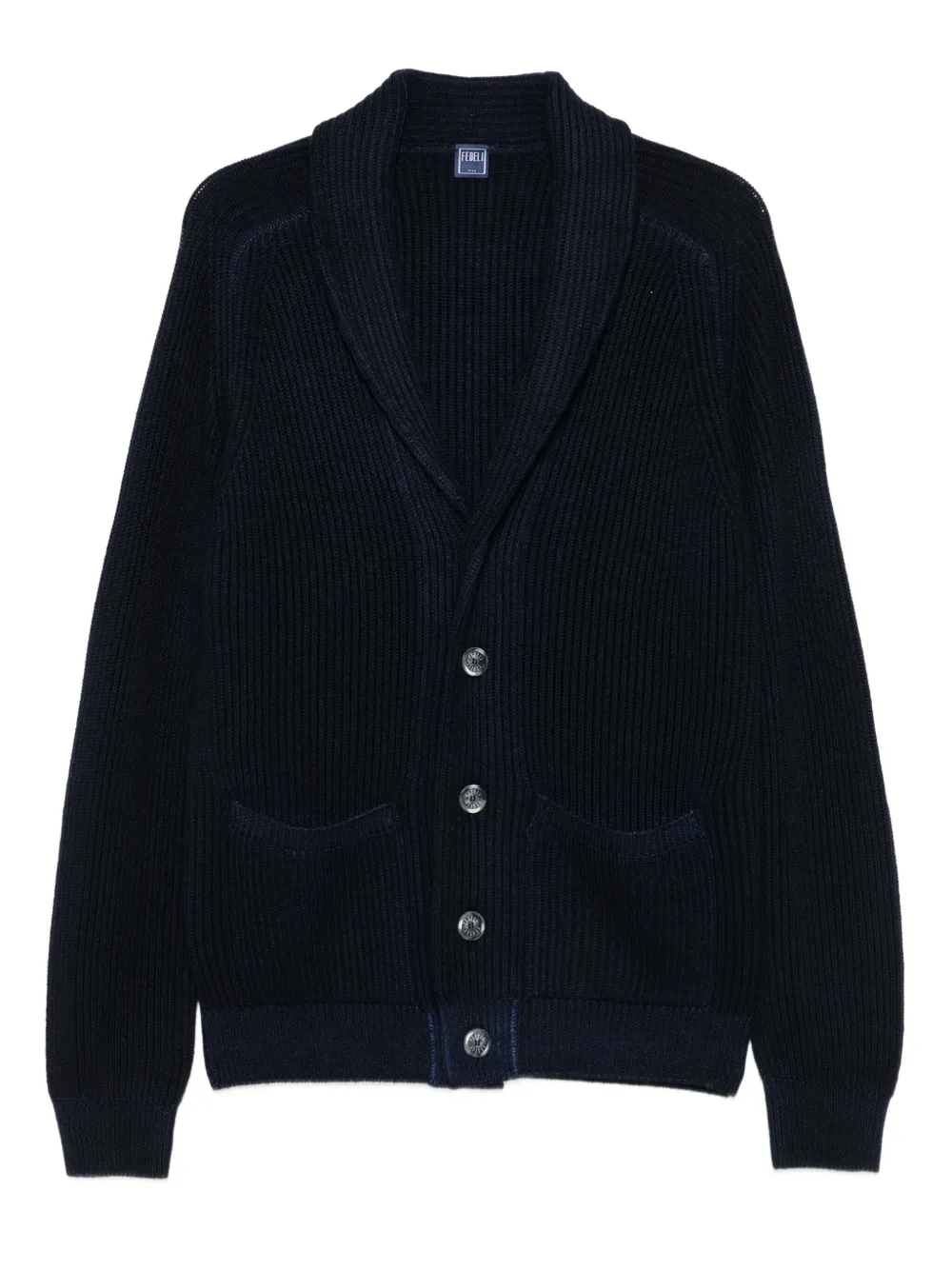 Fedeli ribbed shawl-collar cardigan | Blue | Image 1