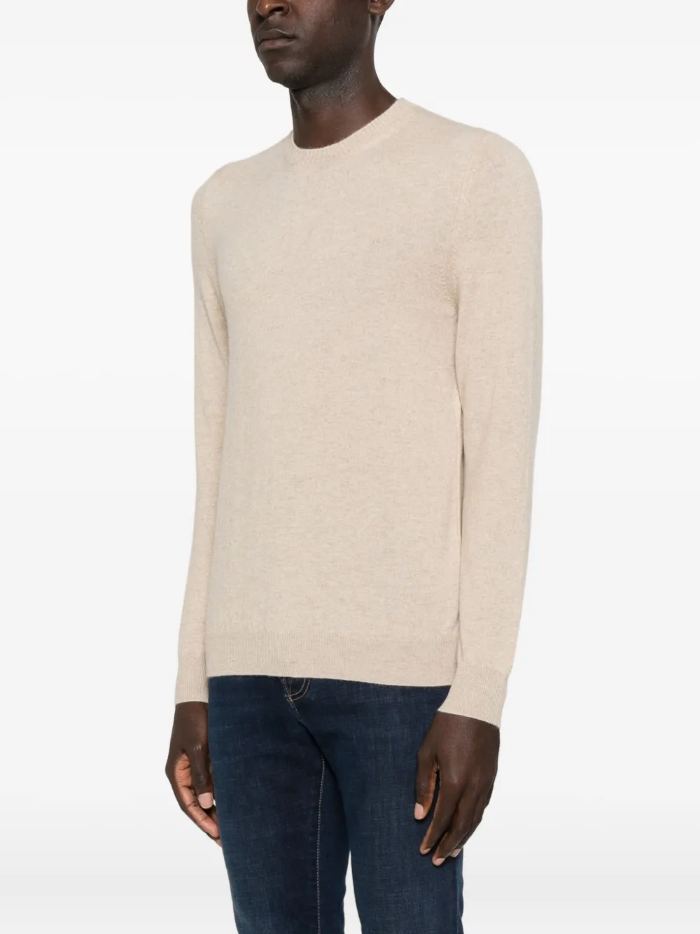 Fedeli Round-neck Cashmere Sweater In Neutral