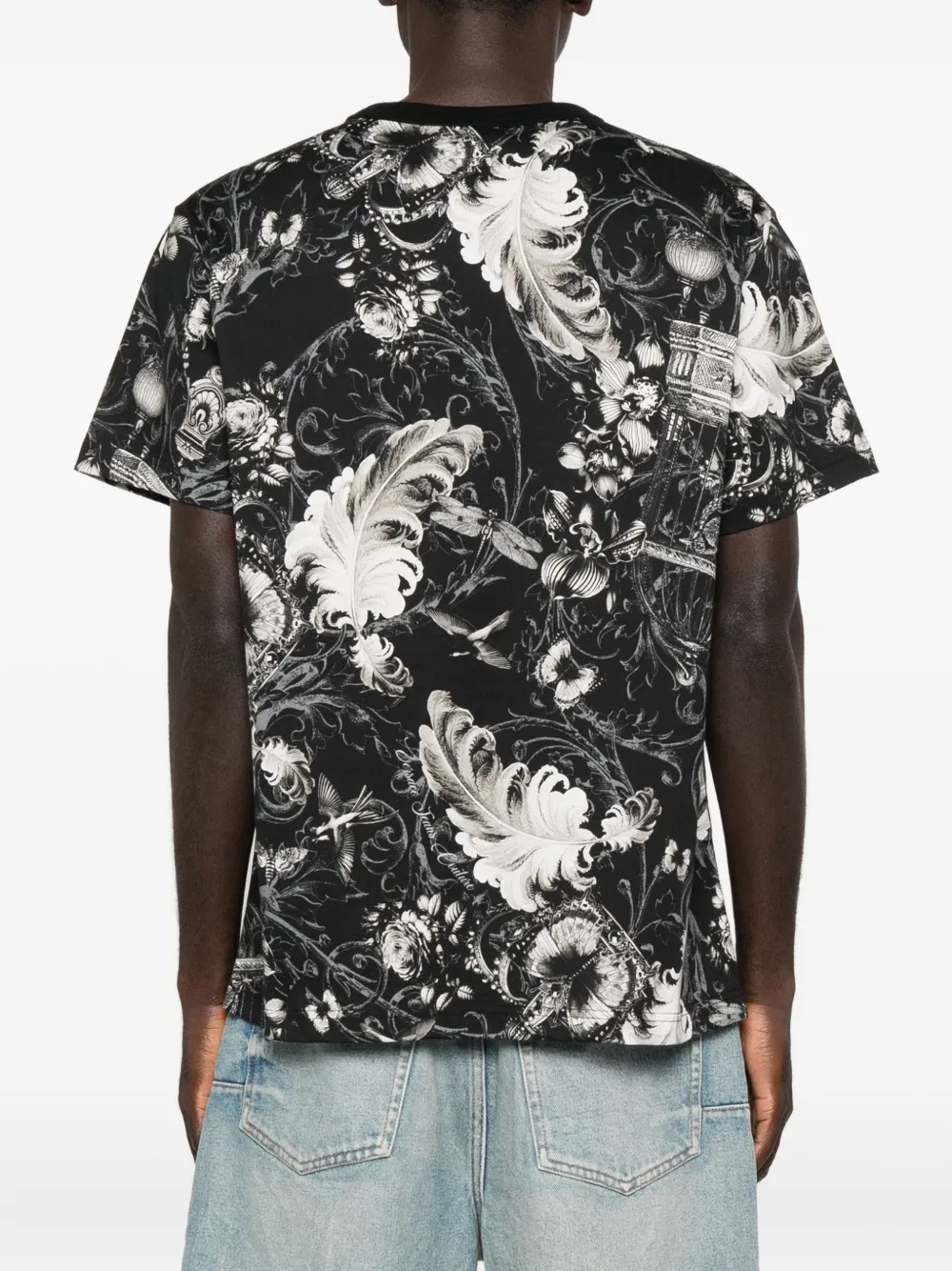 Versace Jeans Couture Baroque-print Feather T-shirt In Multi