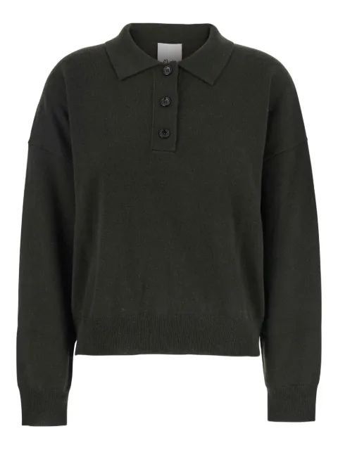 Allude point-collar wool polo top 
