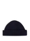 John Smedley ribbed beanie hat - Blue