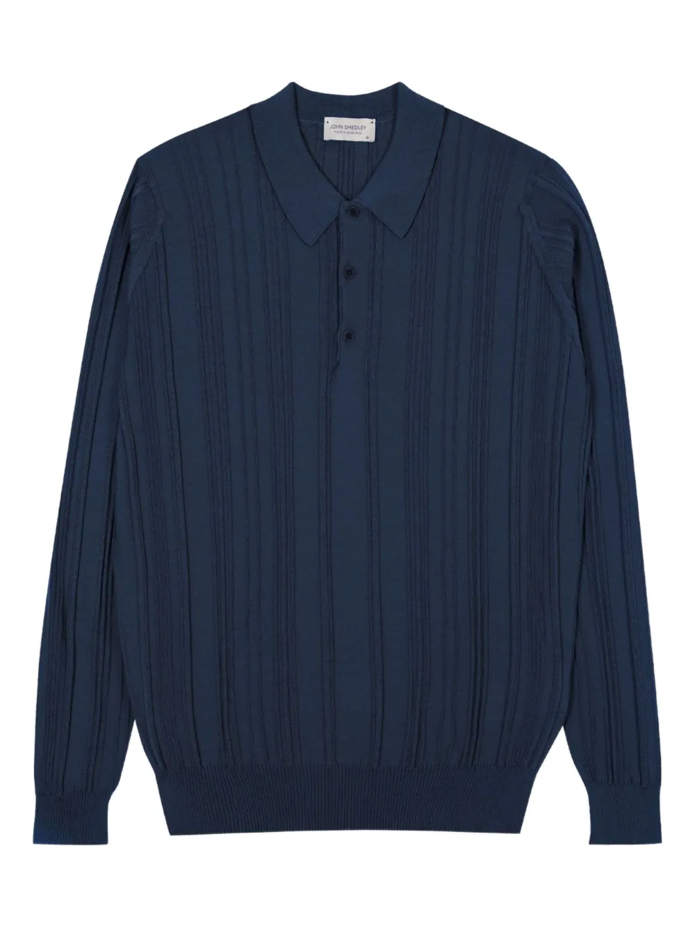 John Smedley ribbed polo shirt | Blue | Image 1