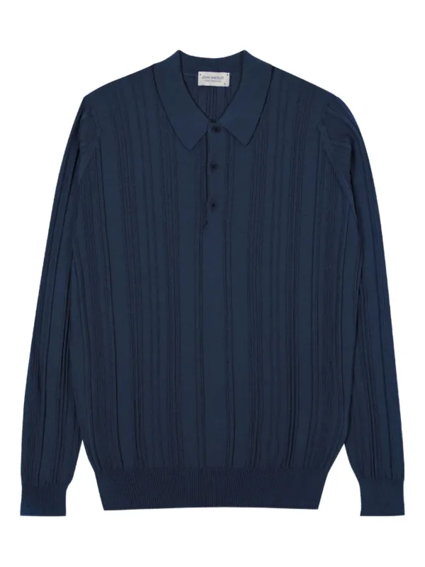 JOHN SMEDLEY リブポロシャツ John Smedley リブ ポロシャツ | ブルー | FARFETCH JP