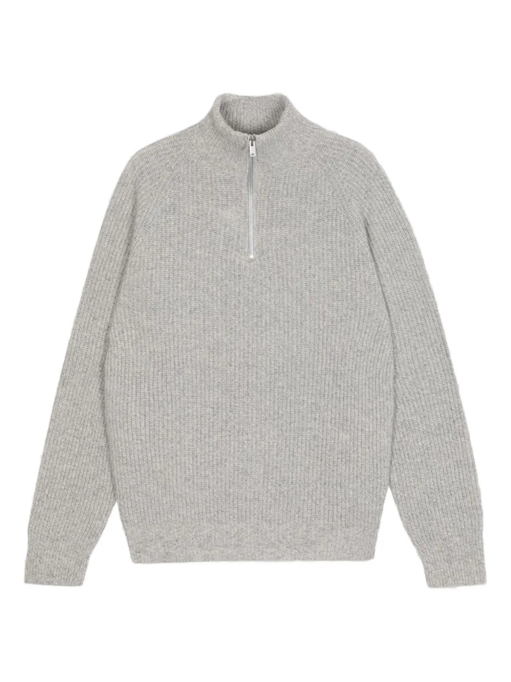 John Smedley Ribbed Zip-neck Sweater In Gray